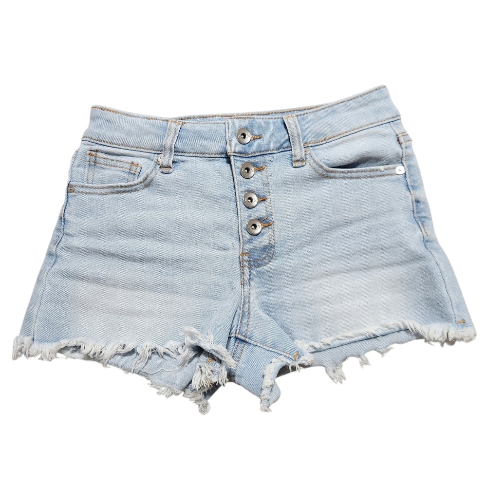 Kendall and Kylie The Hipster Short High-Waisted Light Wash Denim Shorts 3 26
